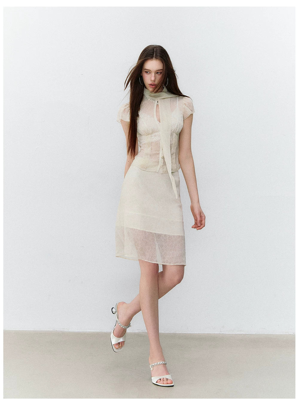 Romantic Tie-Dye Chiffon Short Sleeve Cardigan &amp; Skirt