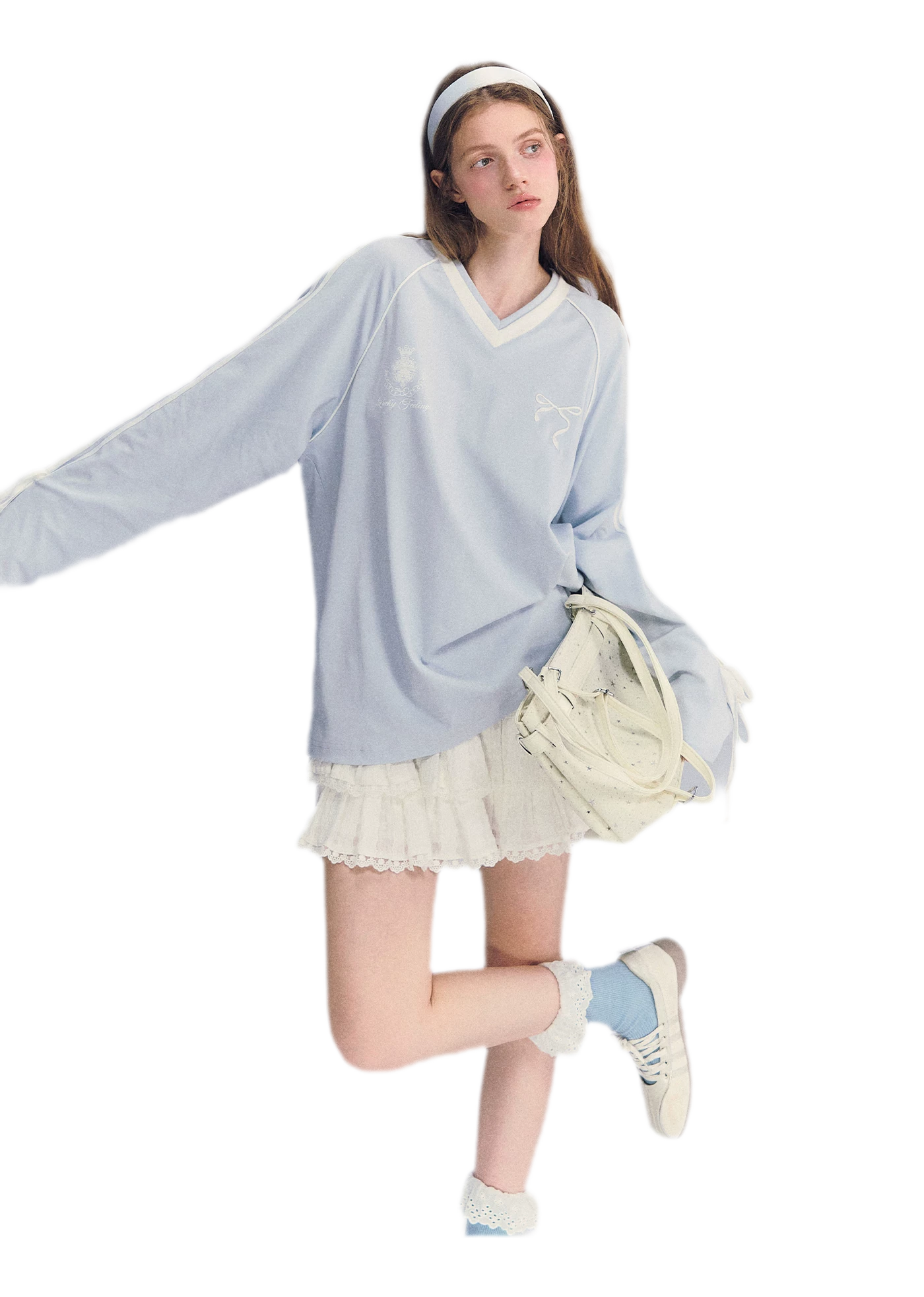Colorblock Bow Embroidered Tee