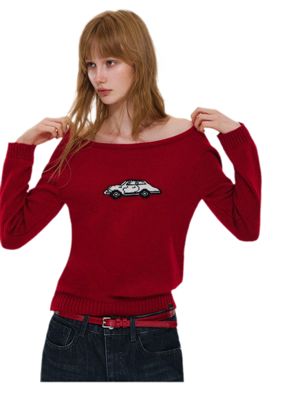 Wool Blend Jacquard Knit Sweater