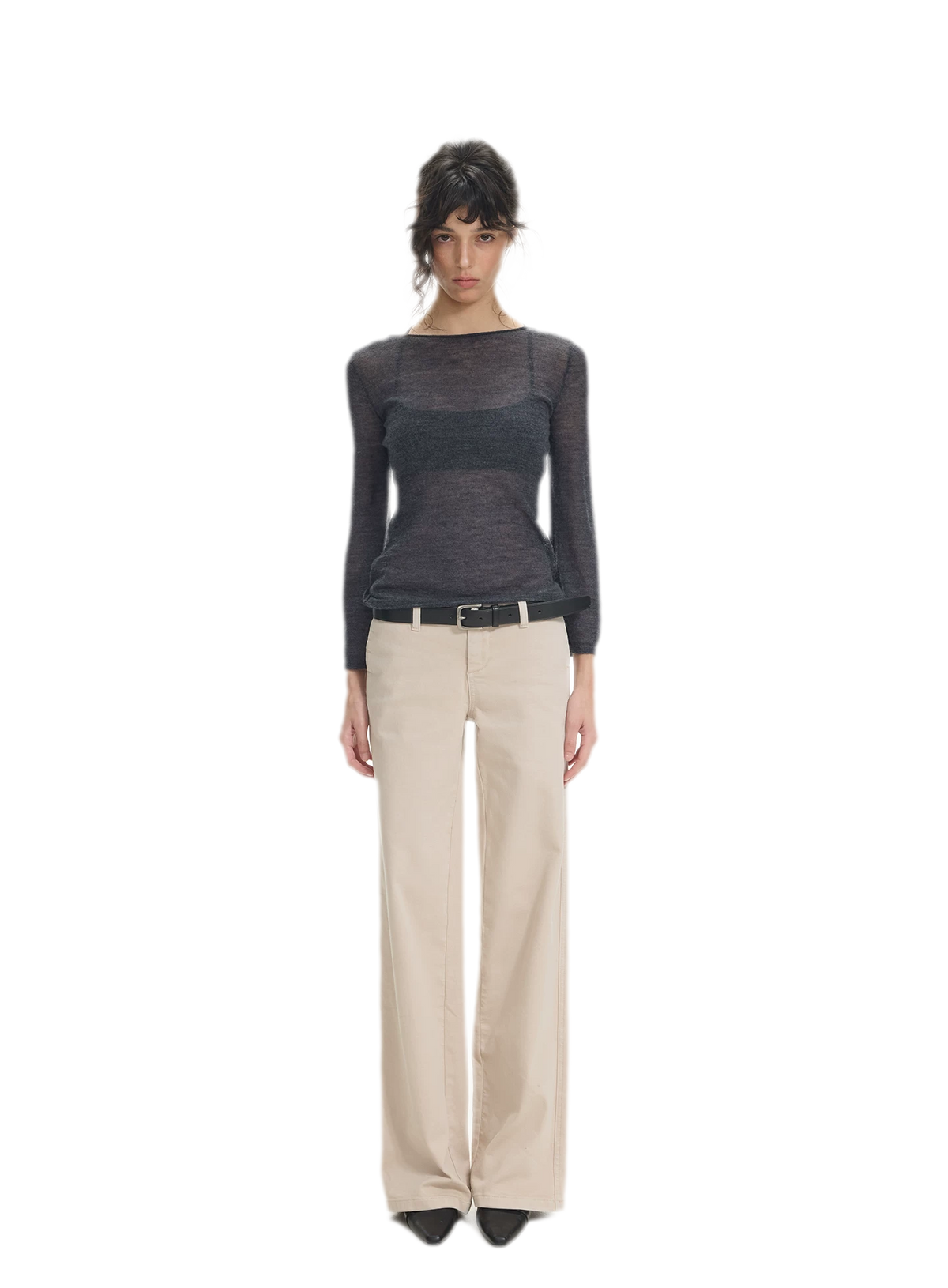 Mohair Sheer Flared Sleeve Top