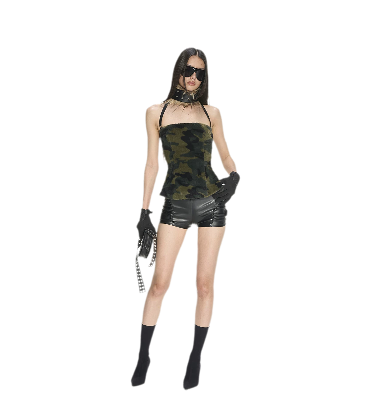 Camouflage Faux Fur Top