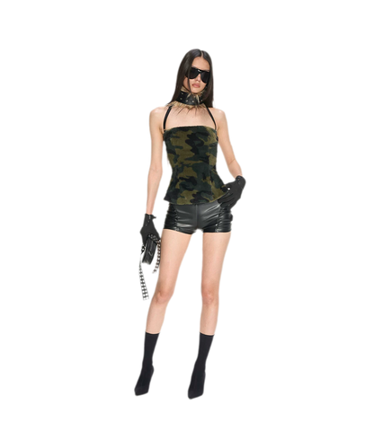 Camouflage Faux Fur Top