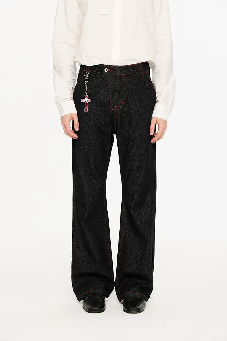 Washed Bootcut Raw-Denim Jeans