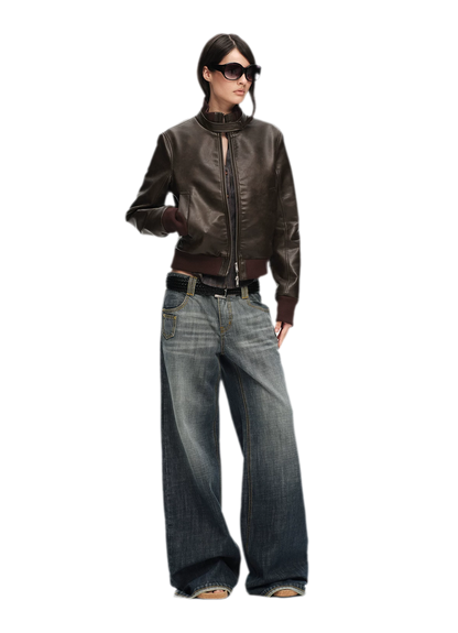 Washed Cotton Straight-Leg Jeans