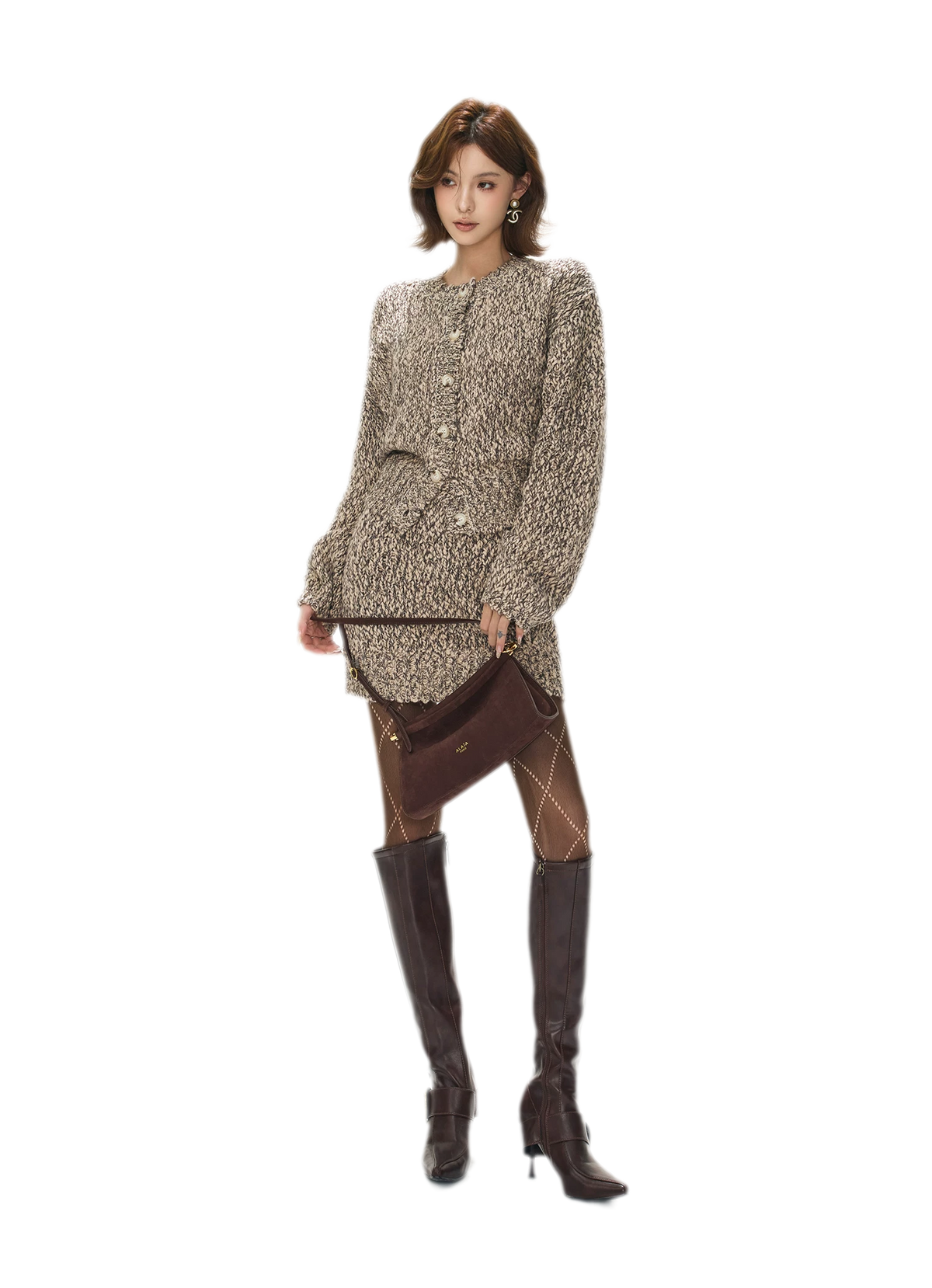 Chunky Knit Cardigan Skirt Set