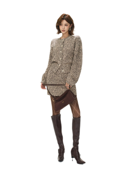Chunky Knit Cardigan Skirt Set