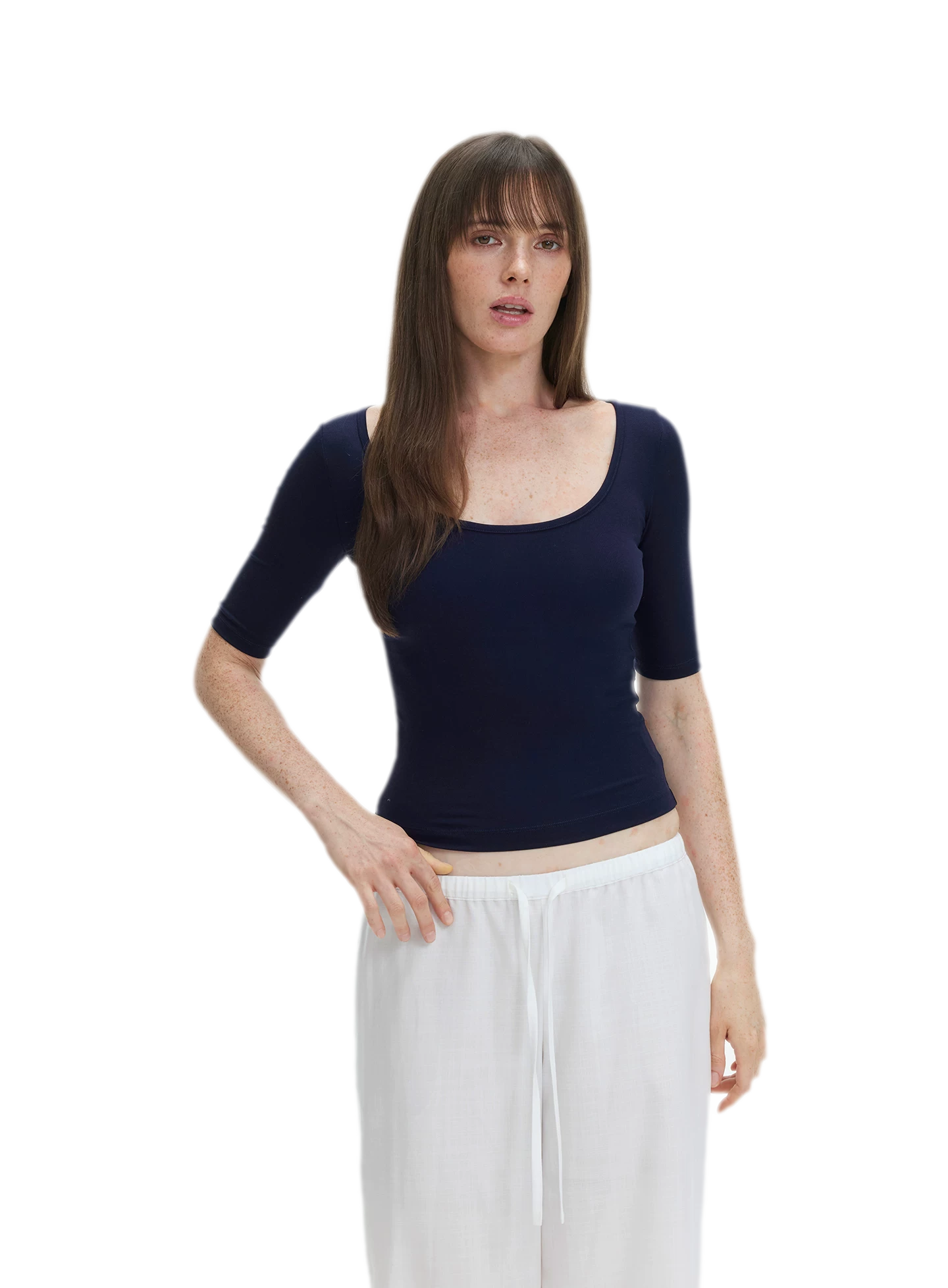 Soft U-Neck Slim-Fit T-Shirt