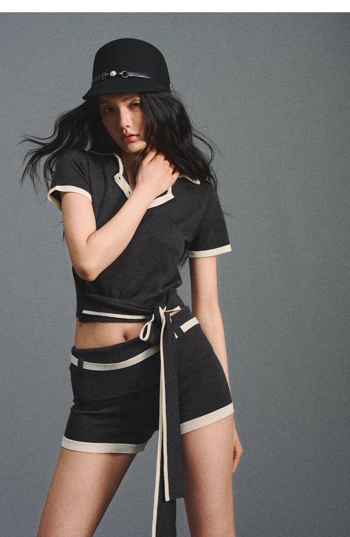 Lyocell Breathable Polo Collar T-Shirt &amp; Contrast Cuff