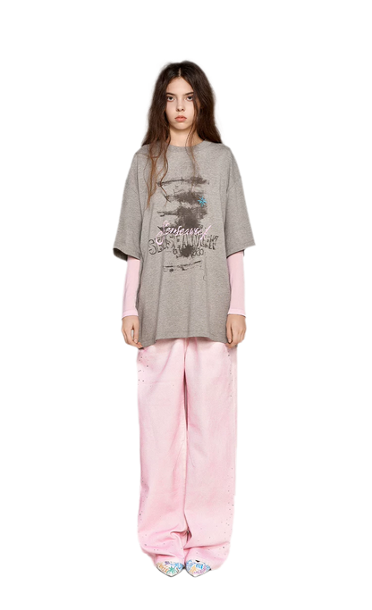 Cotton Rhinestone Graphic T-Shirt