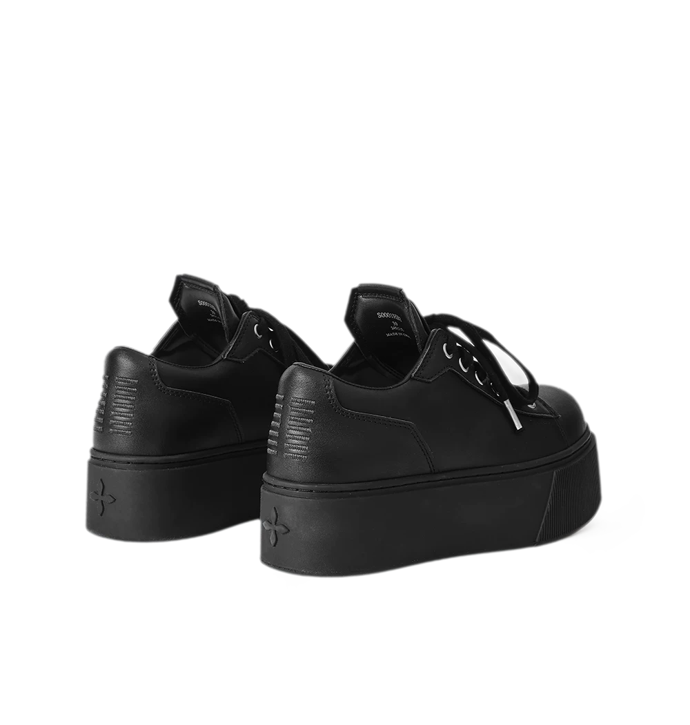 Sculptural Leather Thick-Soled Sneakers
