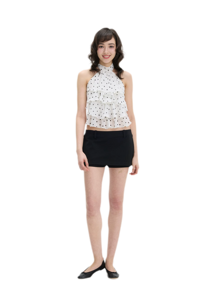 Polka-Dot Ruffle Halter Top