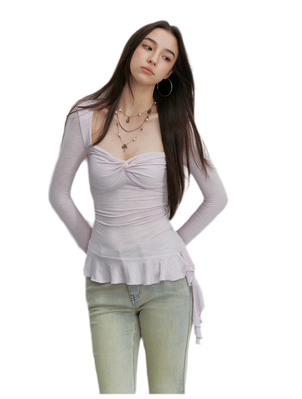Twist Peplum Long Sleeve Top