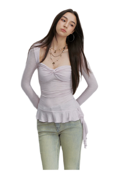 Twist Peplum Long Sleeve Top