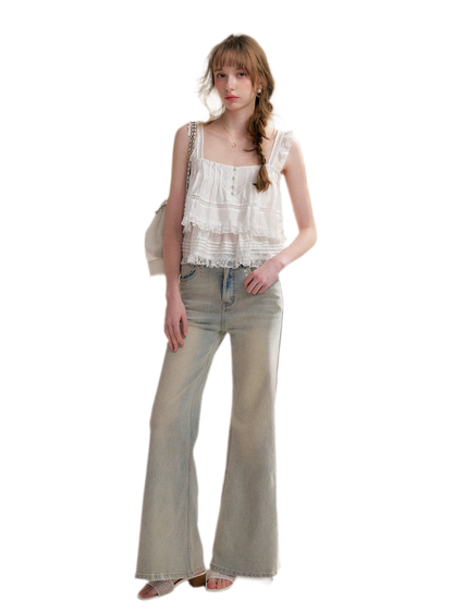 Five-Petal Sequin Flare Jeans
