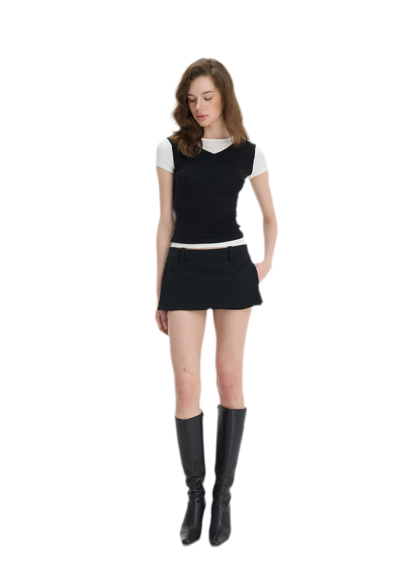 Contrast Faux Two-Piece T-Shirt
