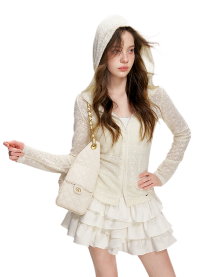 Textured Hooded Knit Cardigan