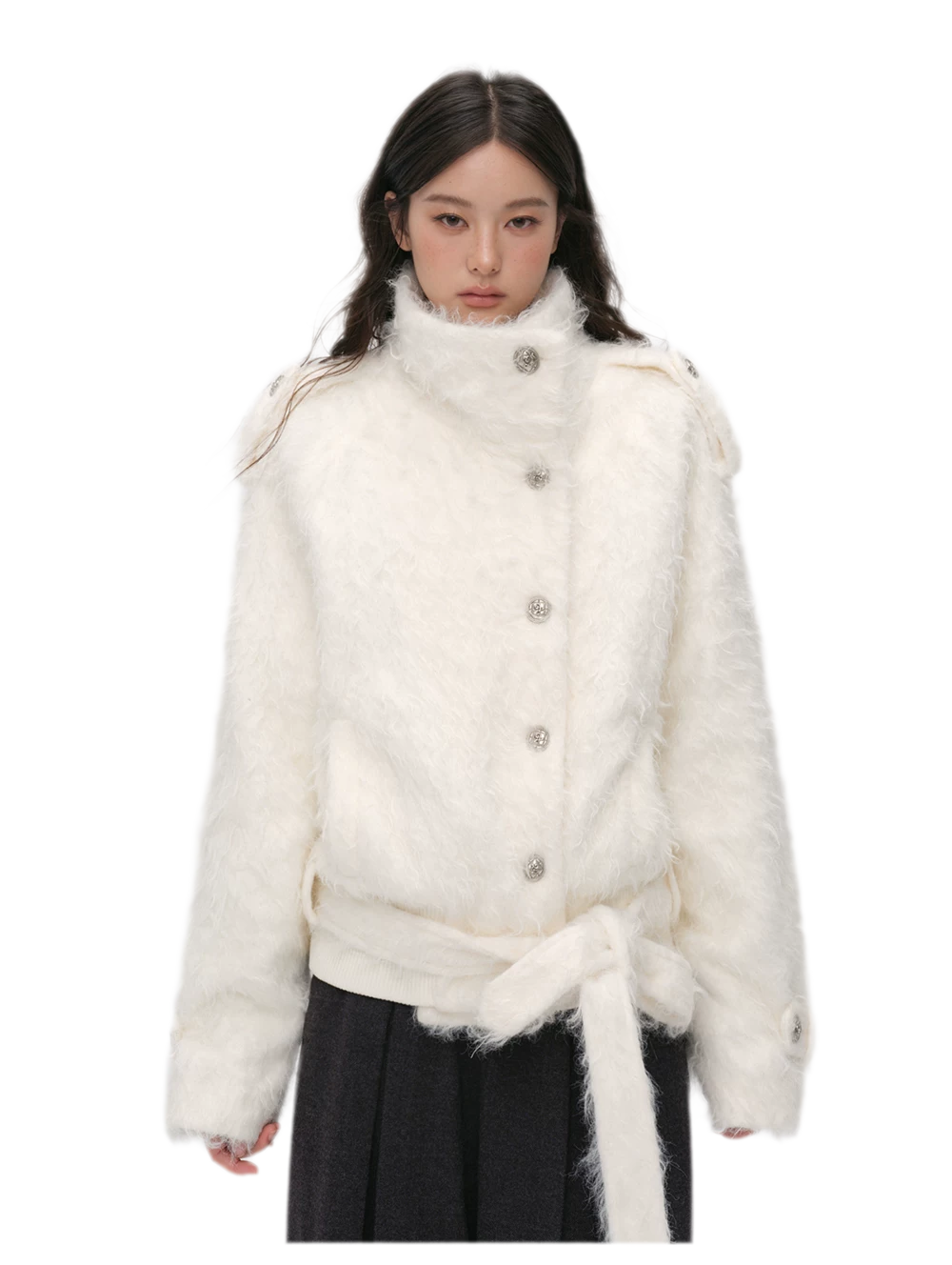 Long-Pile Faux Fur Jacket