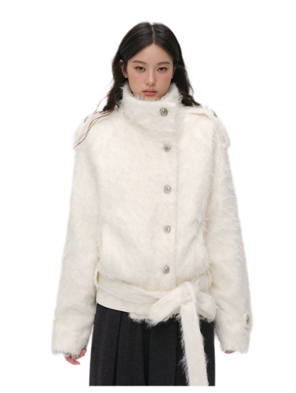 Long-Pile Faux Fur Jacket