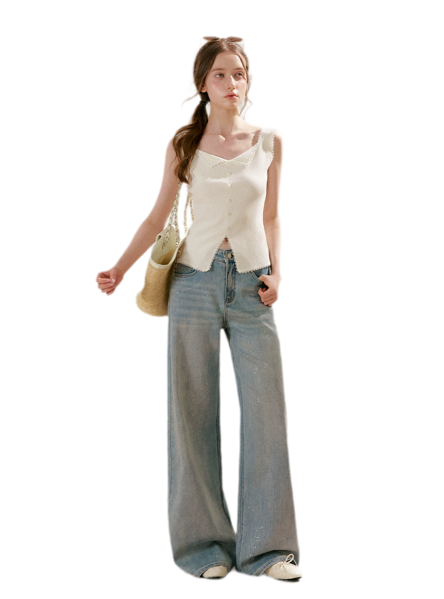 Lace Trim Knit Vest