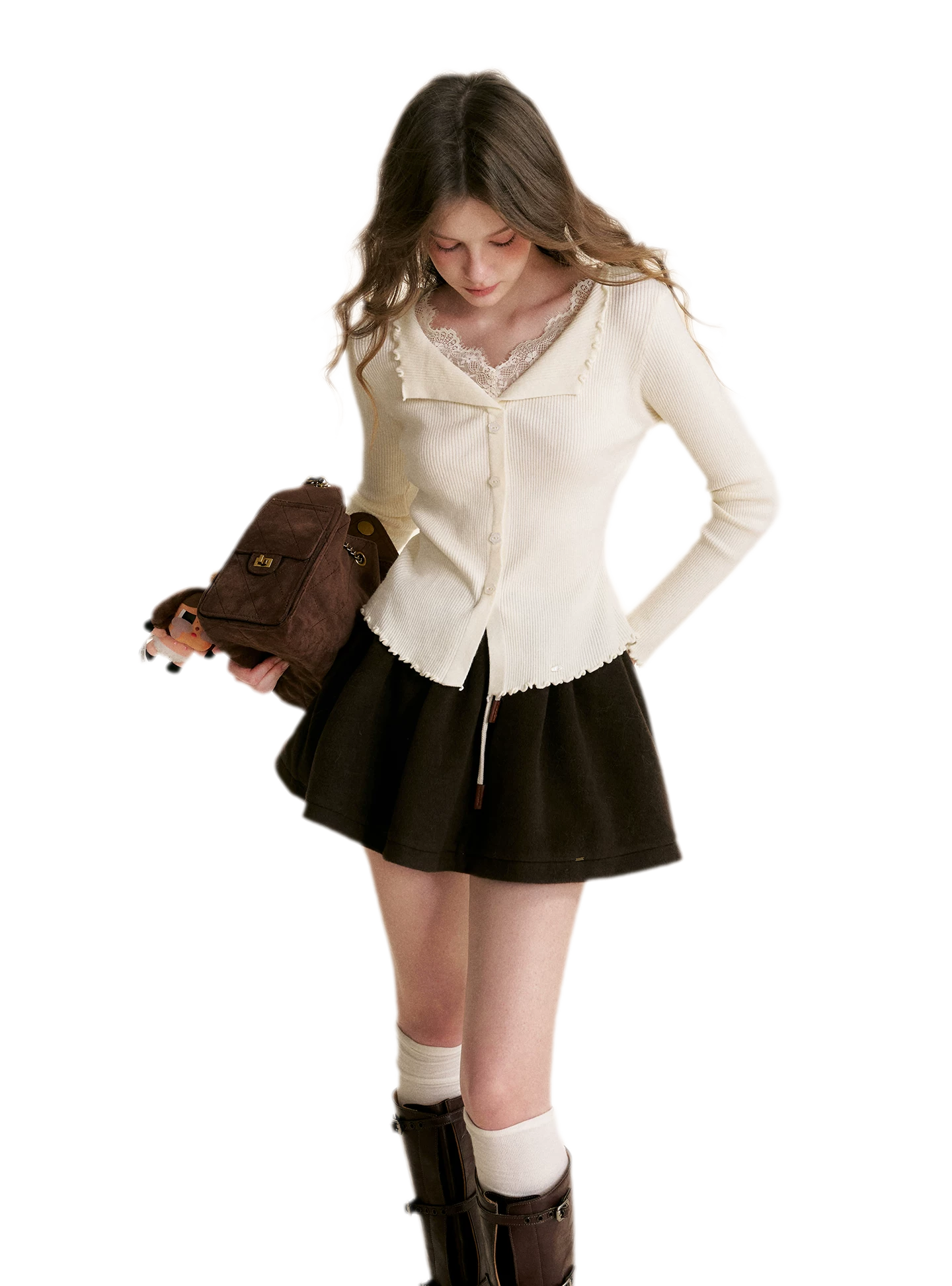 Lace Trim Knit Cardigan