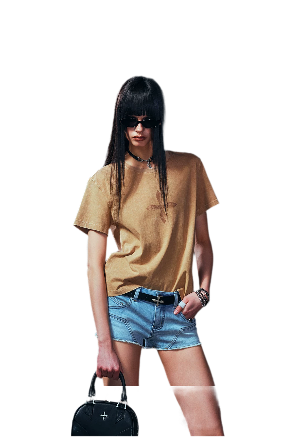 Vintage Washed Cross Embroidered Tee