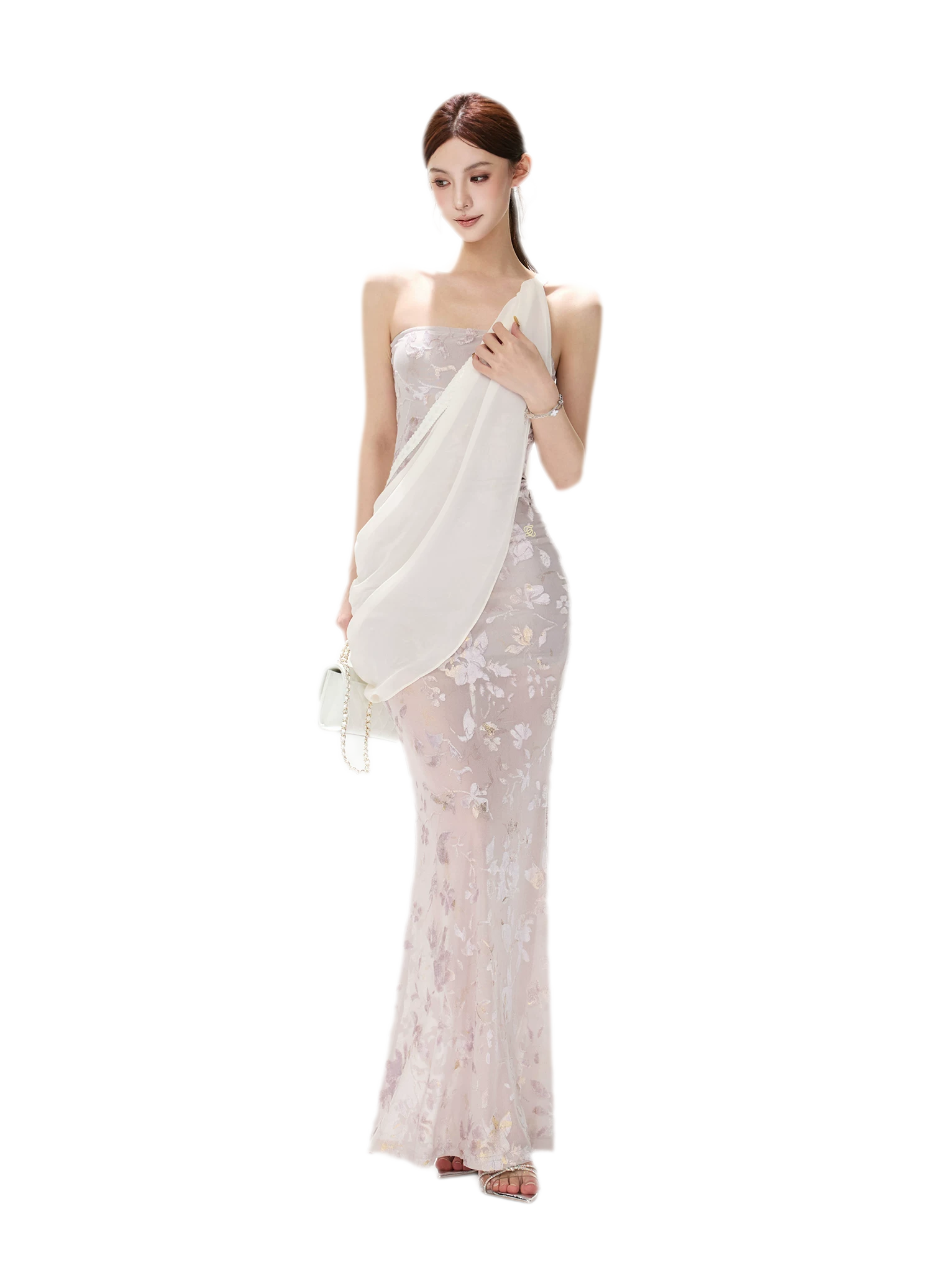 Flocked Floral Mermaid Dress
