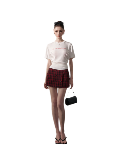 Low-Waist Plaid Mini Skirt