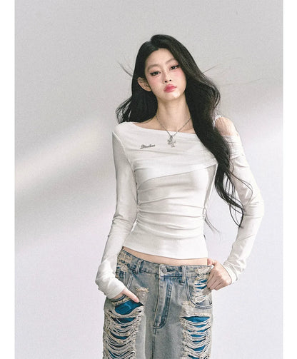 Lace Cutout Shoulder Tee