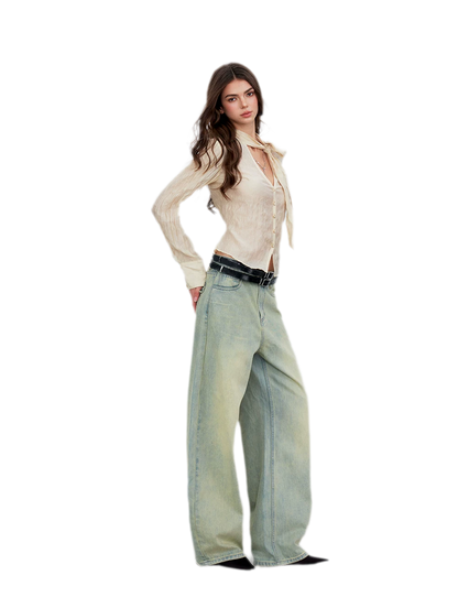 Crinkled Tie Waist Shirt