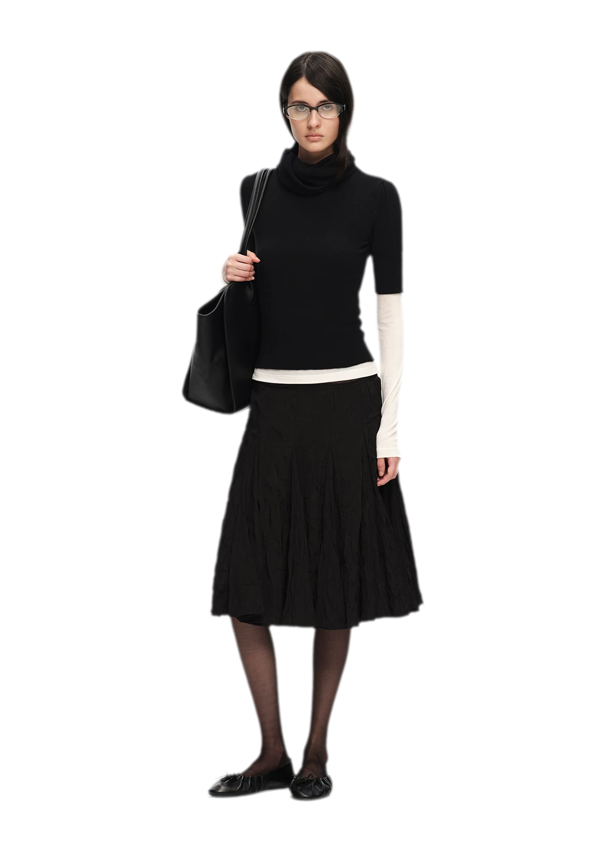 Wool-Blend Scarf-Neck Knit Top