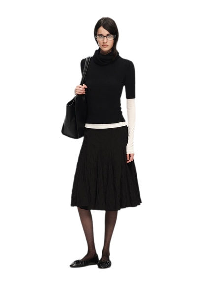 Wool-Blend Scarf-Neck Knit Top