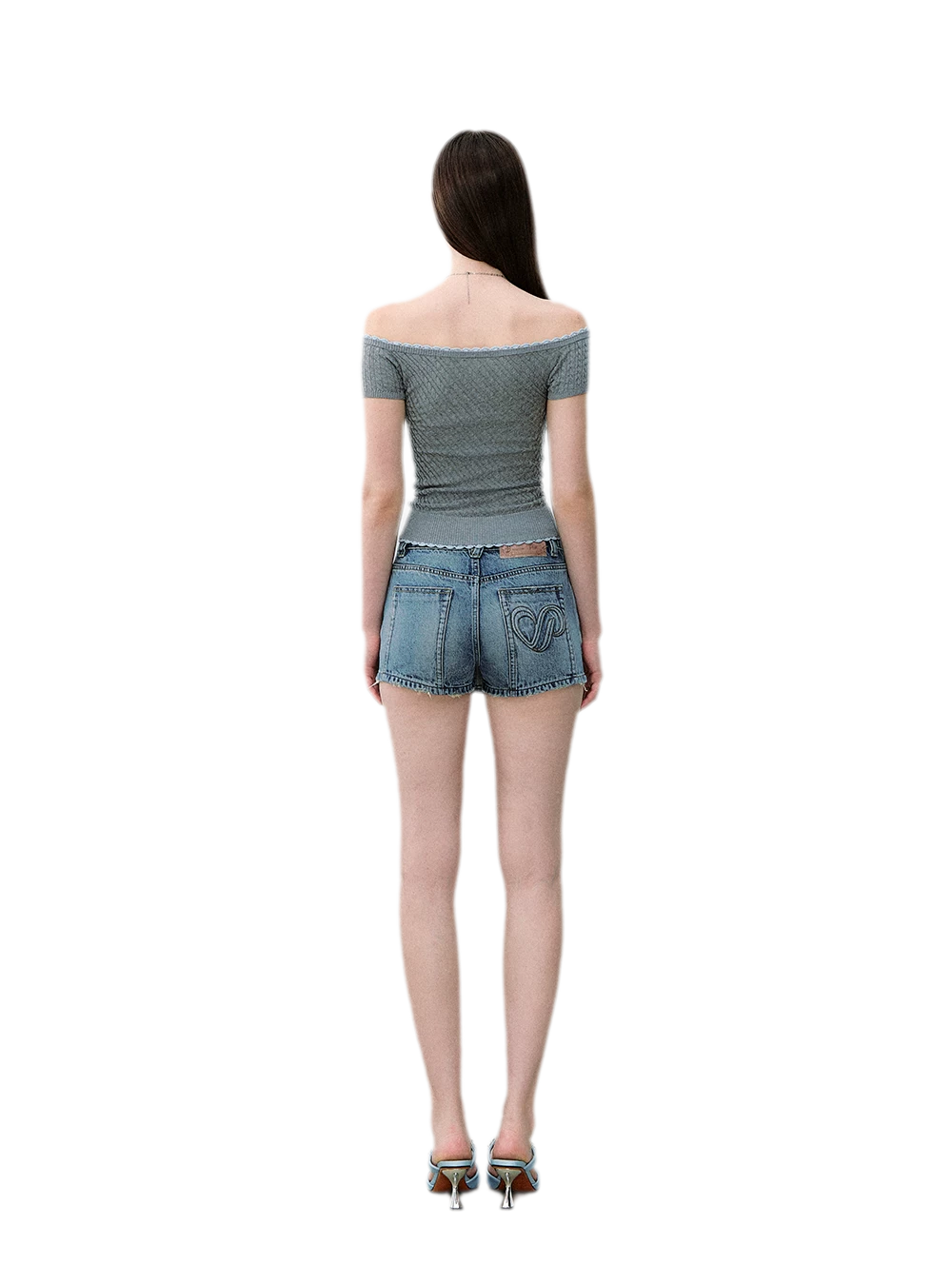 Light Indigo Distressed Denim Skort