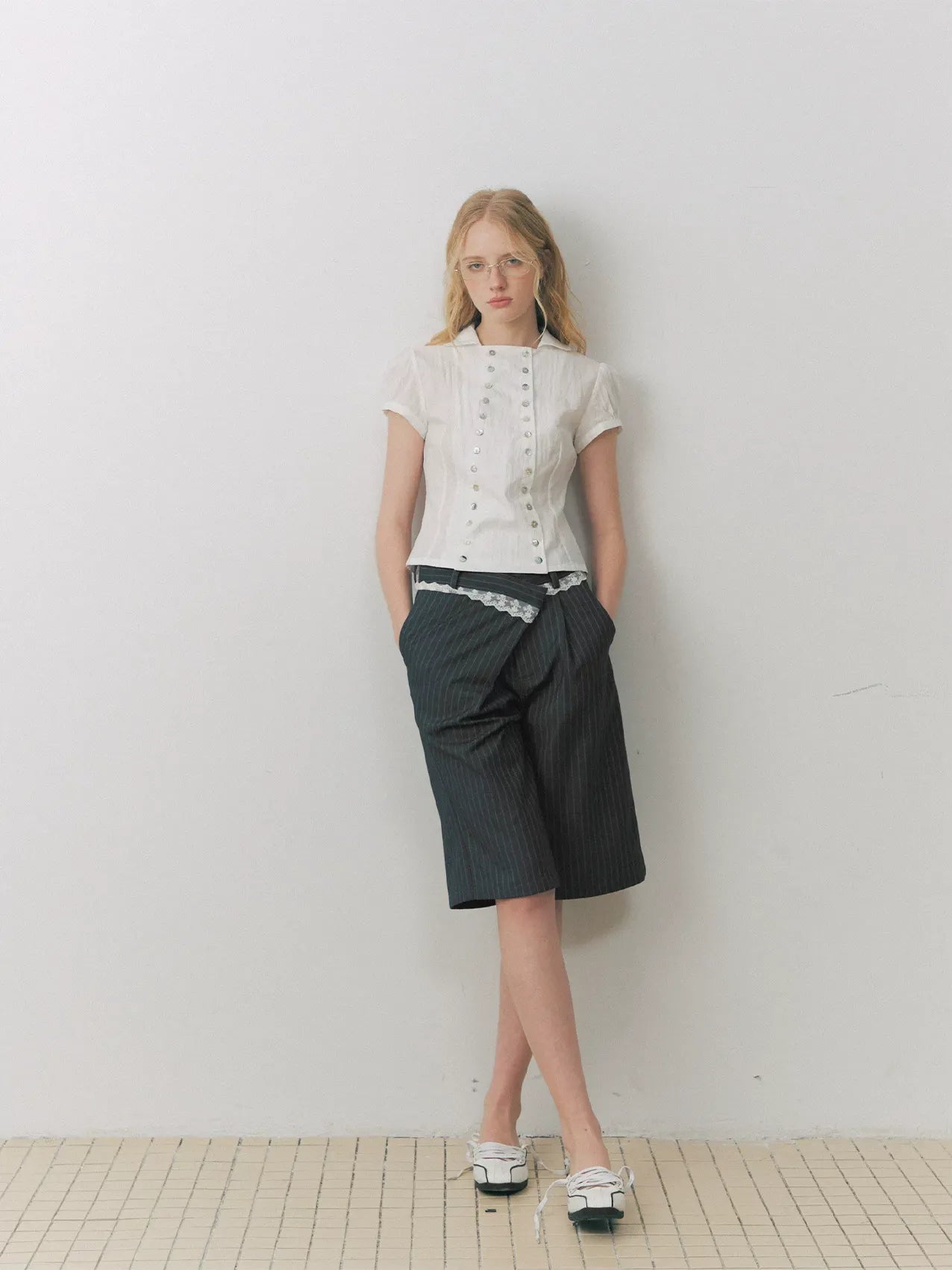 Grey Stripe Tailored Pants