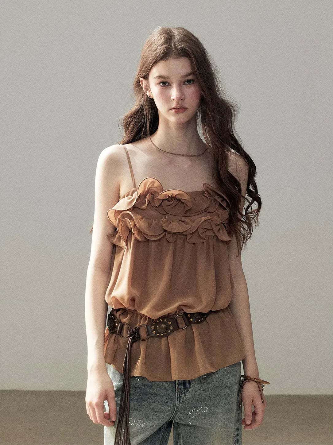 Chiffon Ruffle Cami Top