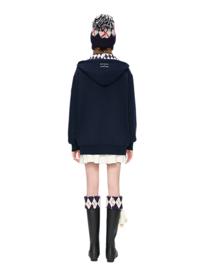 Áo hoodie oversized khóa kéo lót nỉ