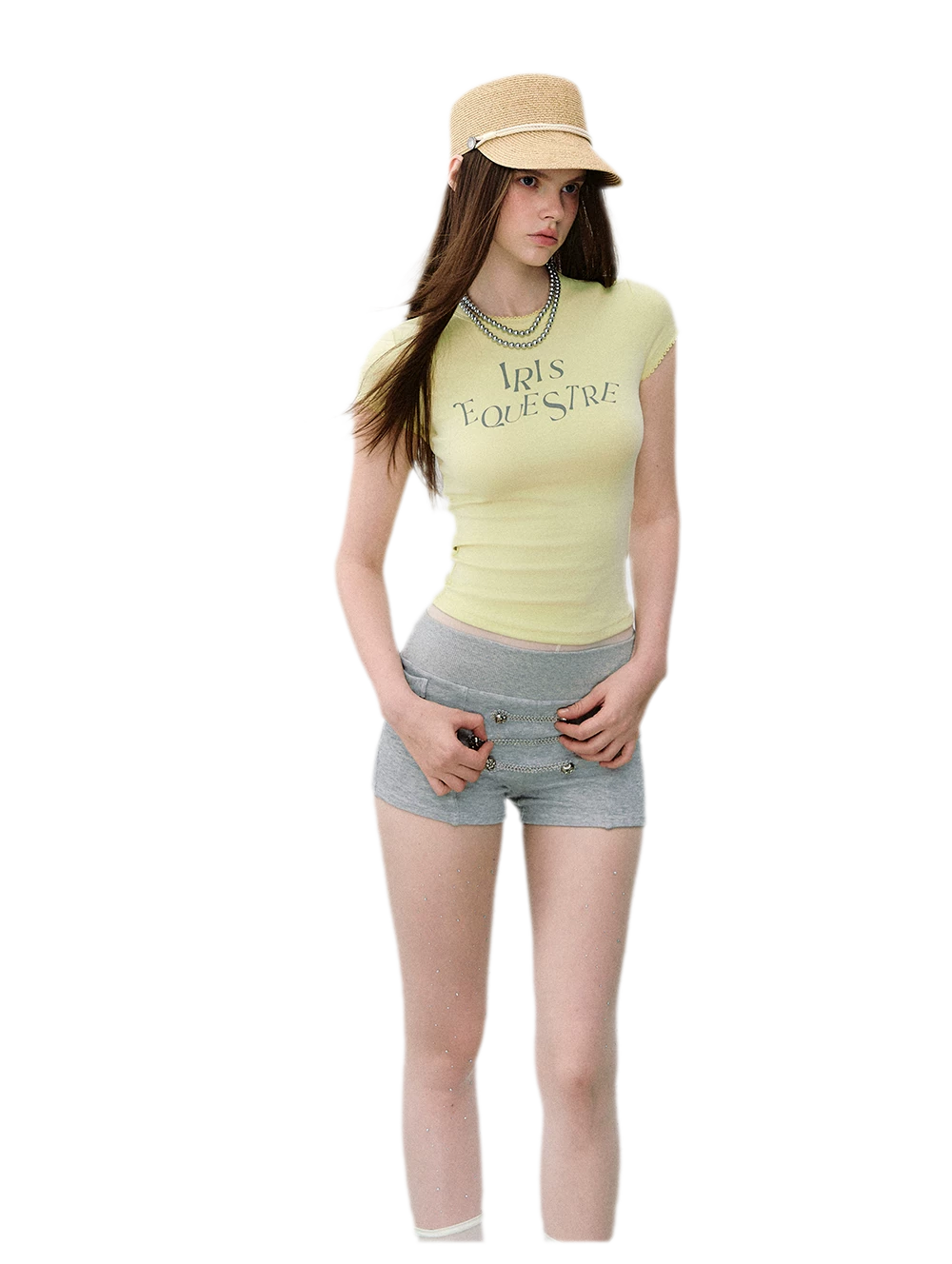 Tencel-Cotton Letter Print Slim T-Shirt