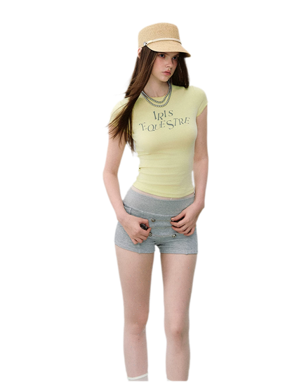 Tencel-Cotton Letter Print Slim T-Shirt