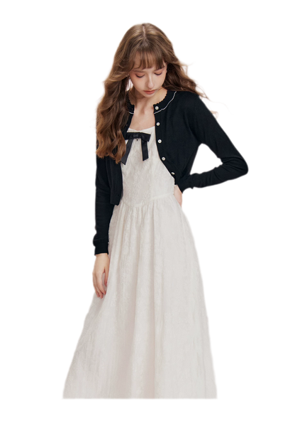 Cashmere Wave Trim Cardigan