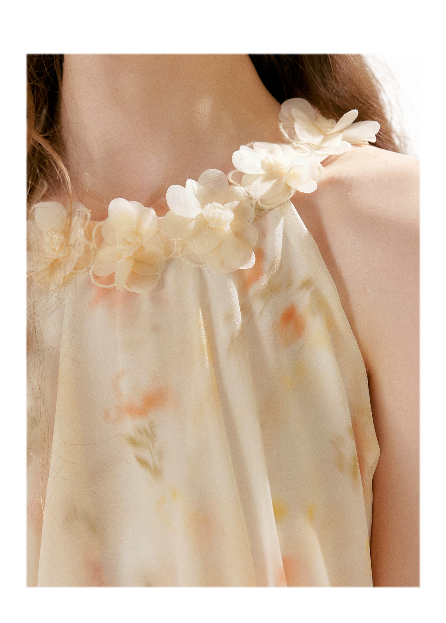 Chiffon Floral Halter Long Dress