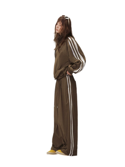 Stripe Tape Wide-Leg Pants