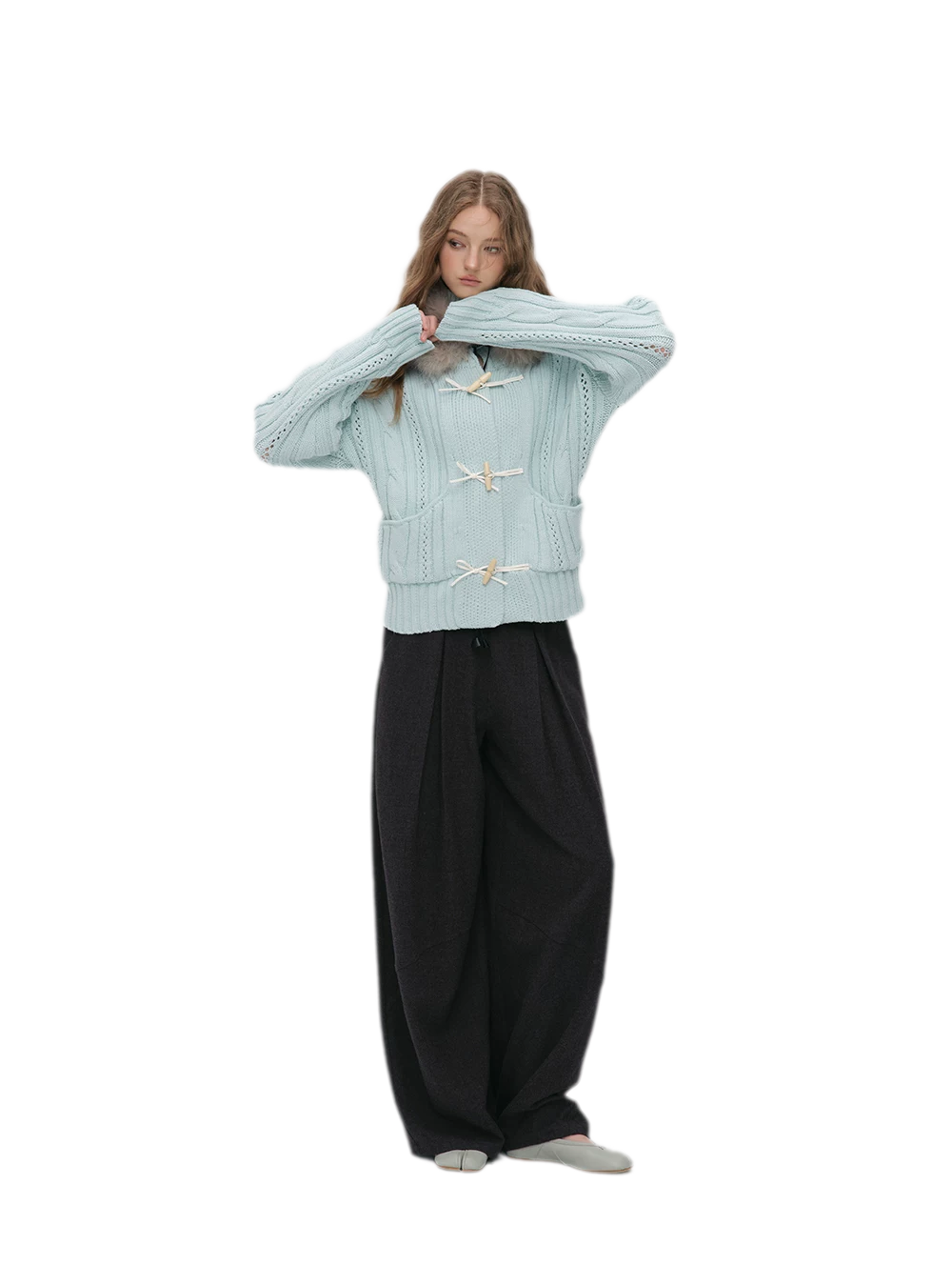 Cable Knit Cropped Cardigan