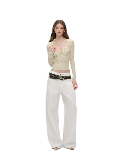 Ruched Lace Layered Top