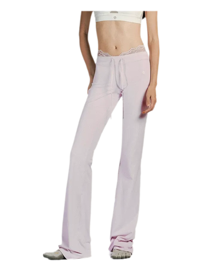 Lace Trim Slim Pants
