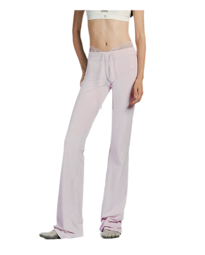 Lace Trim Slim Pants