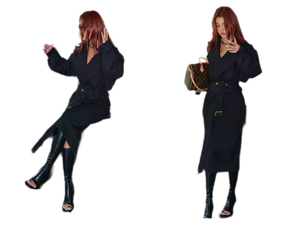 Cropped Belted Trench Jacket