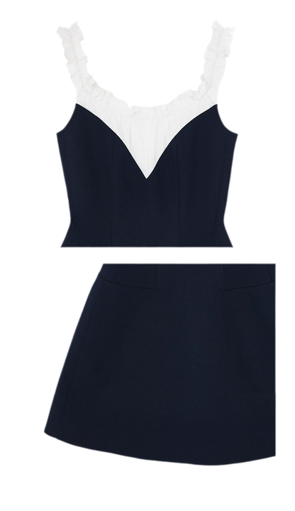 Ruffled Contrast Mini Dress