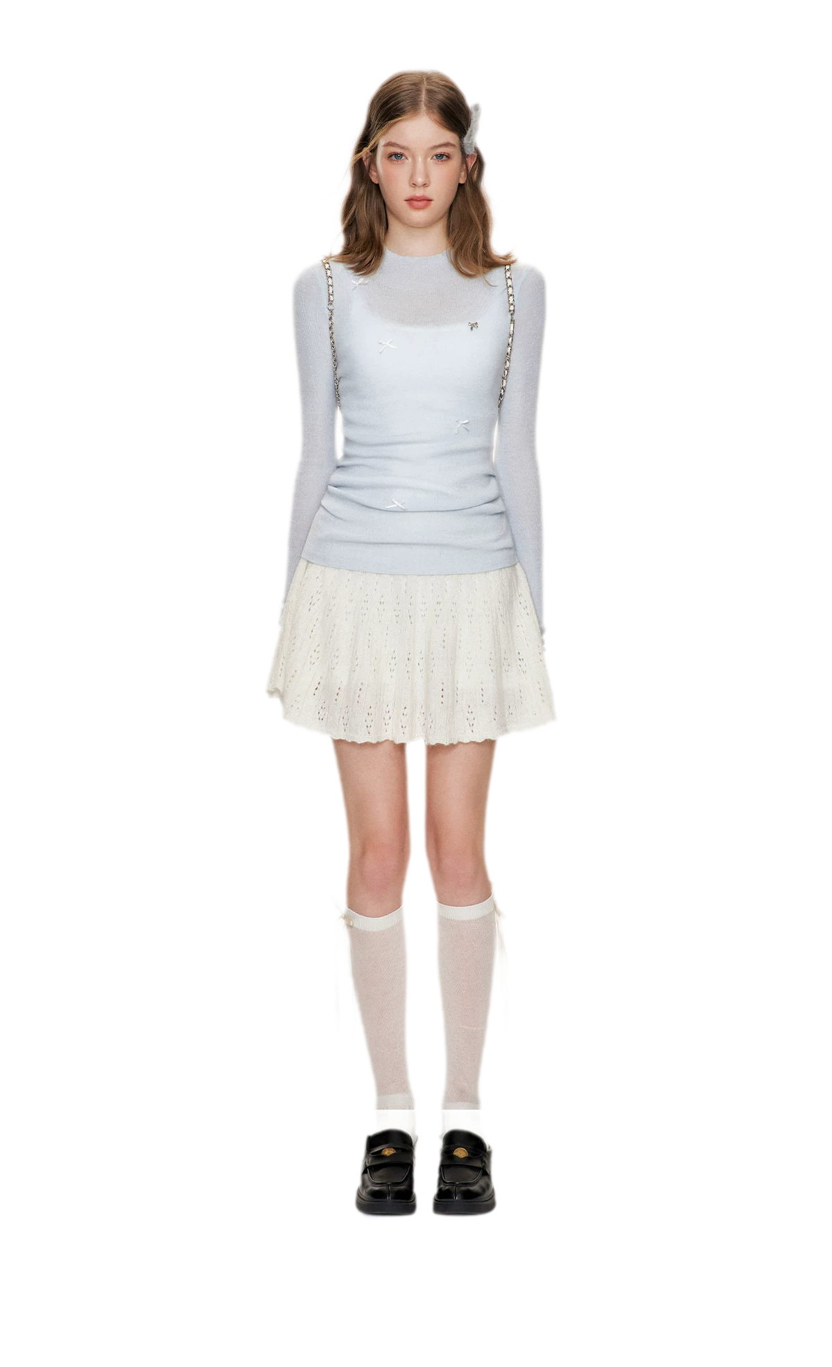 Fine Wool Ruched Bow Top