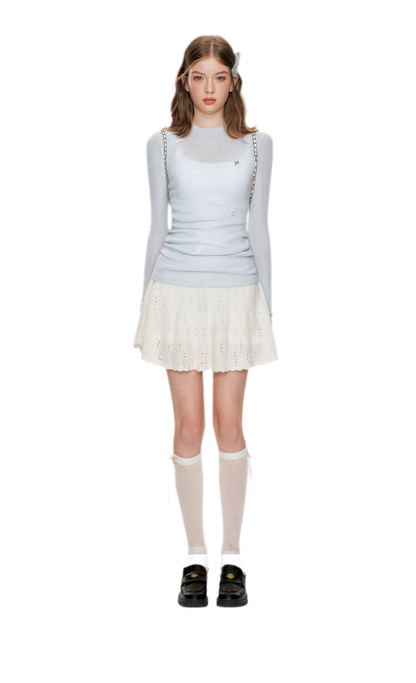 Fine Wool Ruched Bow Top