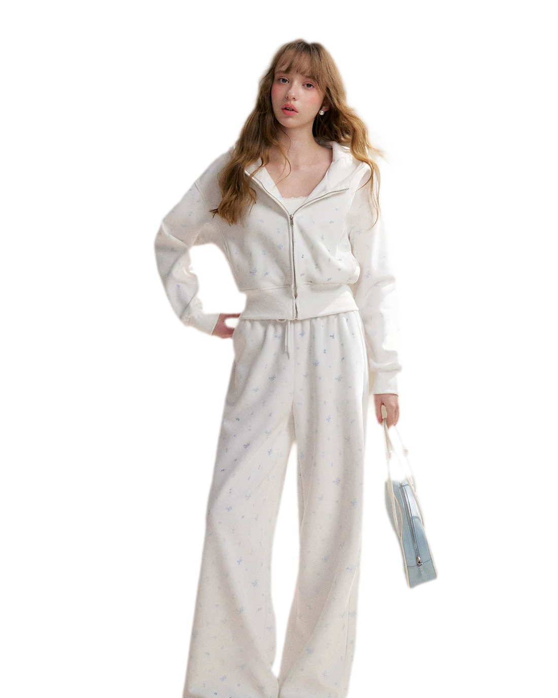 Rose Print Hoodie and Pants Set