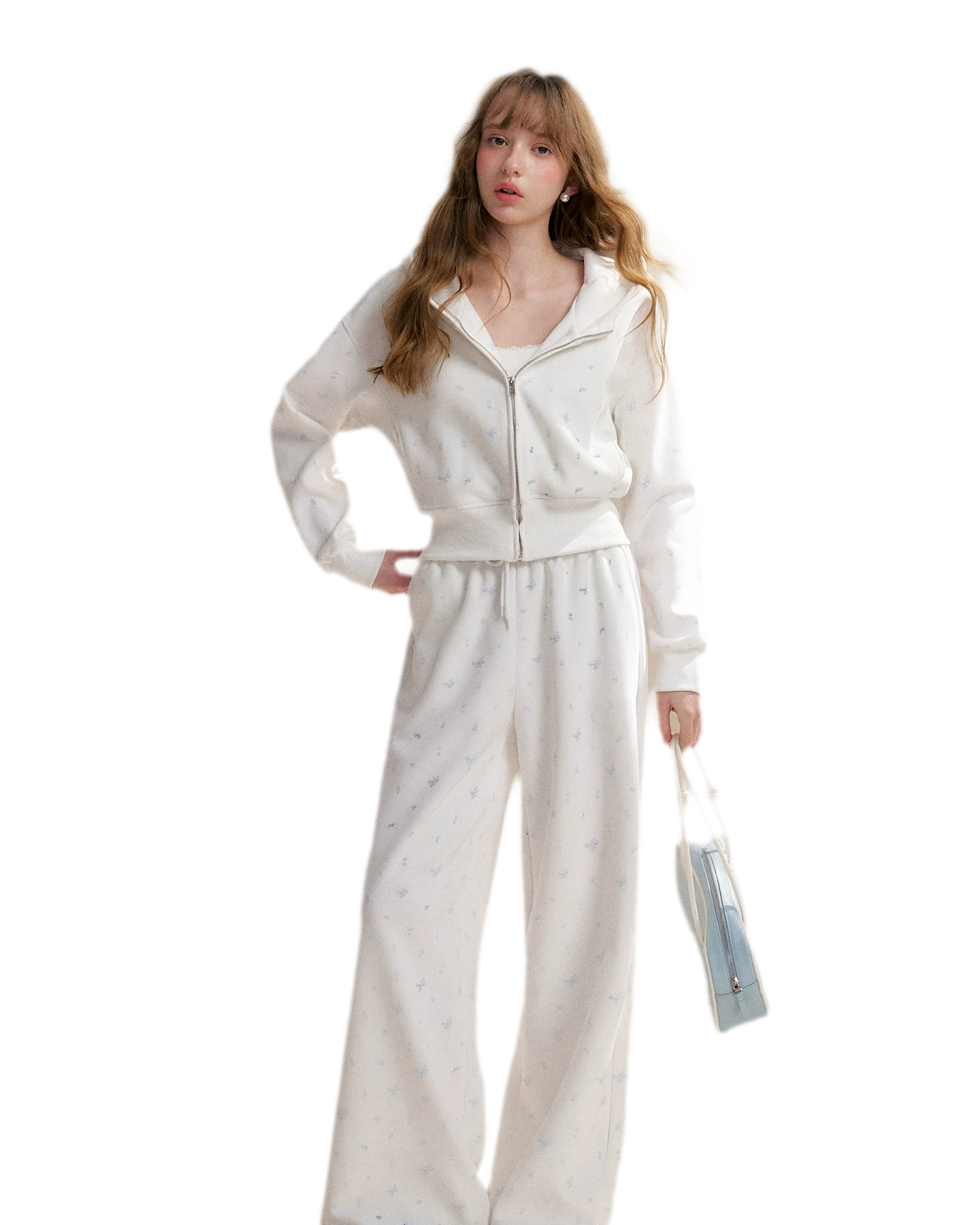 Rose Print Hoodie and Pants Set